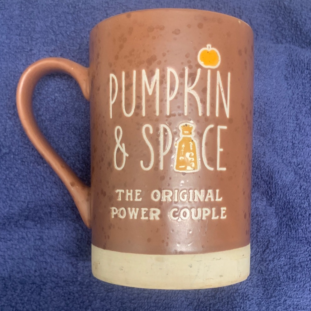 Pumpkin & Spice Ceramic Mug - Rusty Brown with Cream Accent